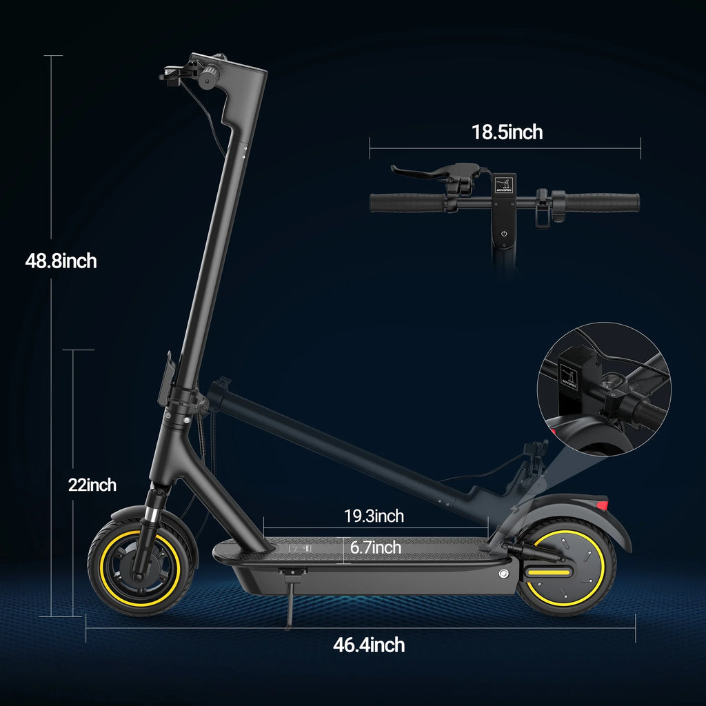 AOVOPRO ESMAX 500W 10' Foldable Electric Scooter for Adults with Air Tire and Dual Shock Absorption, Dual Braking