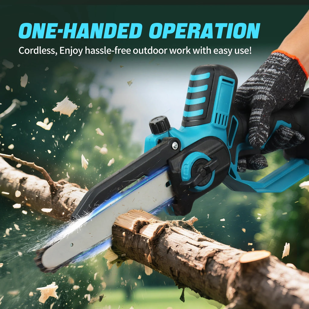 Mini Chainsaw Cordless 8 in, 2*3000mah Battery Portable Handheld Electric Chainsaw for Branch Tree Cutting Gardening Pruning, Auto Oiler, Upgraded Brushless Powered Chain Saw