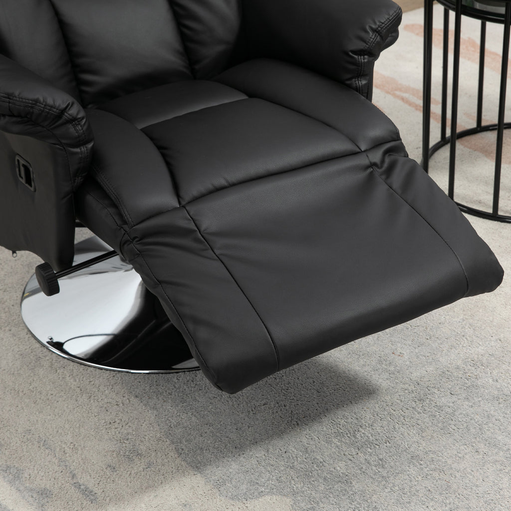 HOMCOM Relaxsessel, Liegefunktion, Lederoptik, Fußstütze, bis 150 kg, 78 x 80 x 109 cm, Schwarz