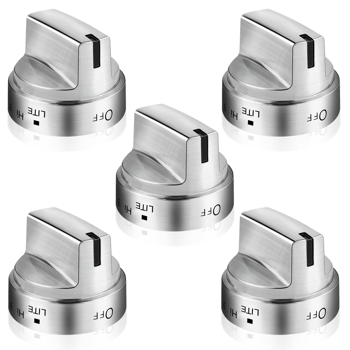 Lapert Strongest Version WB03x24818*5 Pack Gas Stove Knob Replacement for ge,100% Stainless Steel Stove Replacement Knobs PS11729081 AP5989029,Compatible