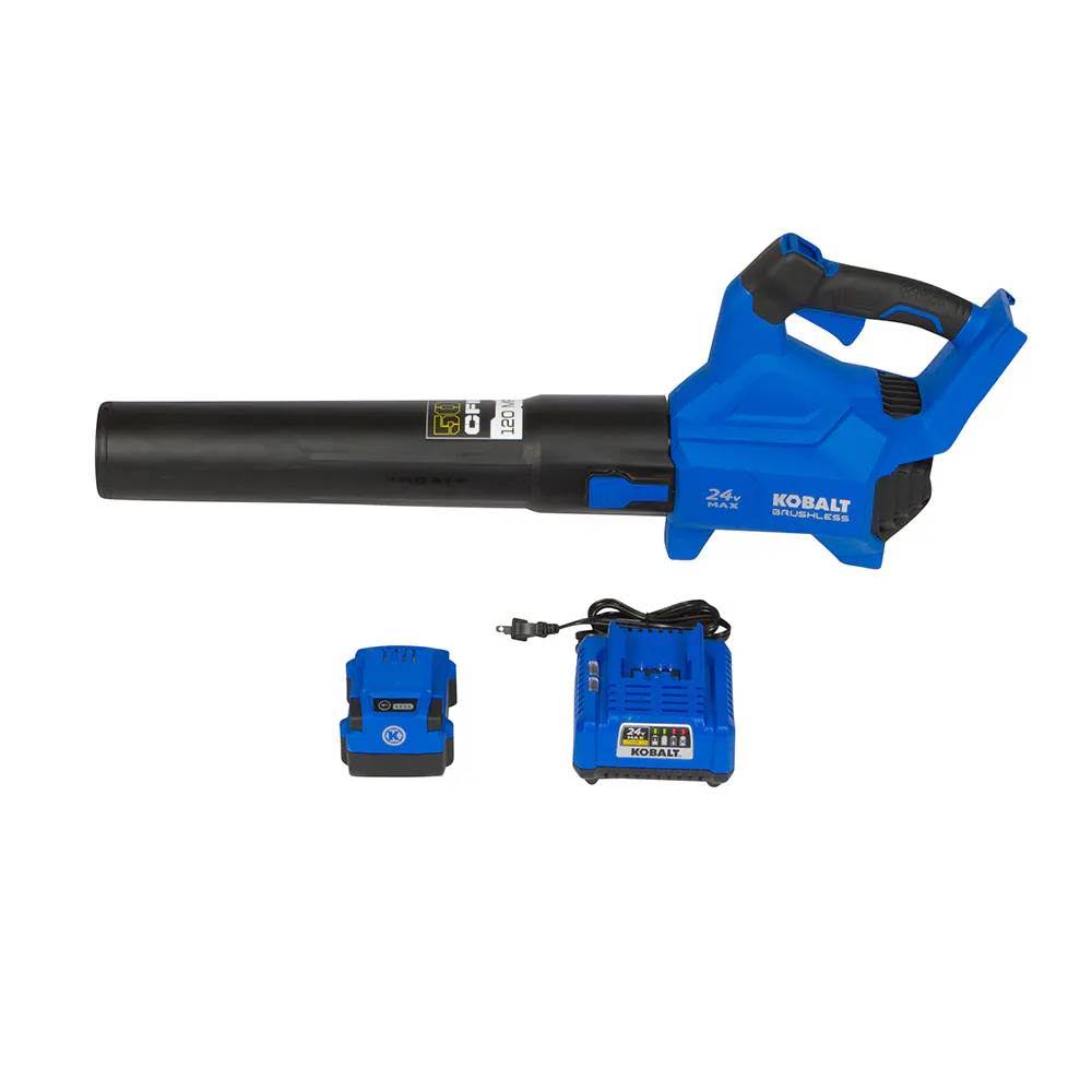 Kobalt KHB 4224A-03 24-Volt Max 500-CFM 120-MPH Brushless Handheld Cordless Electric Leaf Blower 4 Ah (Battery & Charger Included)