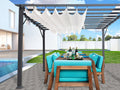 Paragon Outdoor Florence 11' x 16' Soft Top Pergola with Gray Aluminum Finish & Convertible Canopy, Off White