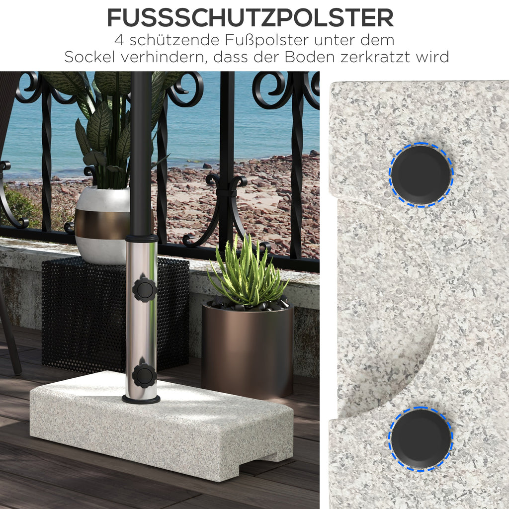 Outsunny Sonnenschirmständer 25 kg, Schirmfuß aus Granit, für Schirmstöcke Ø32/38/48 mm, Grau