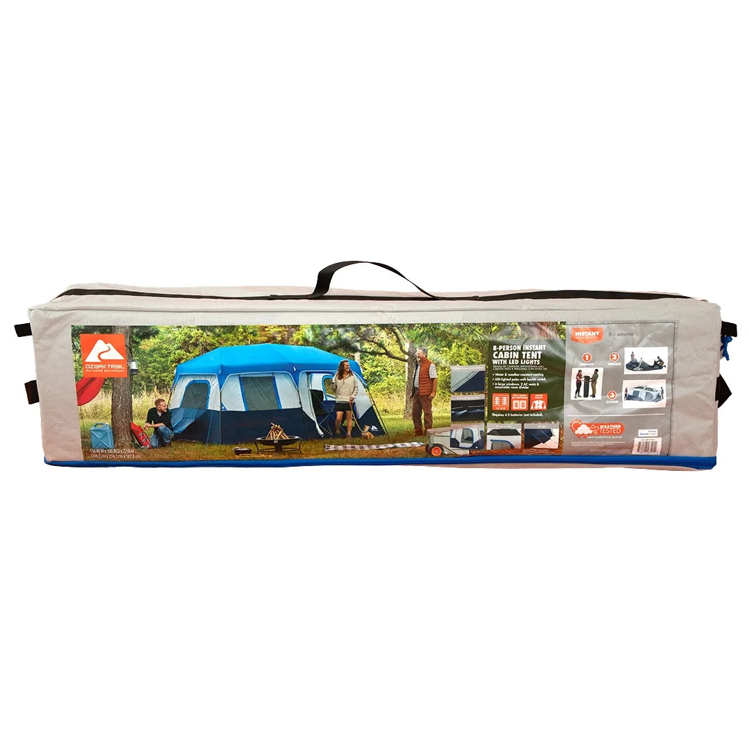 Ozark Trail 13' x 9' 8 - Person Cabin Tent with LED Lighted Poles, 32 lb