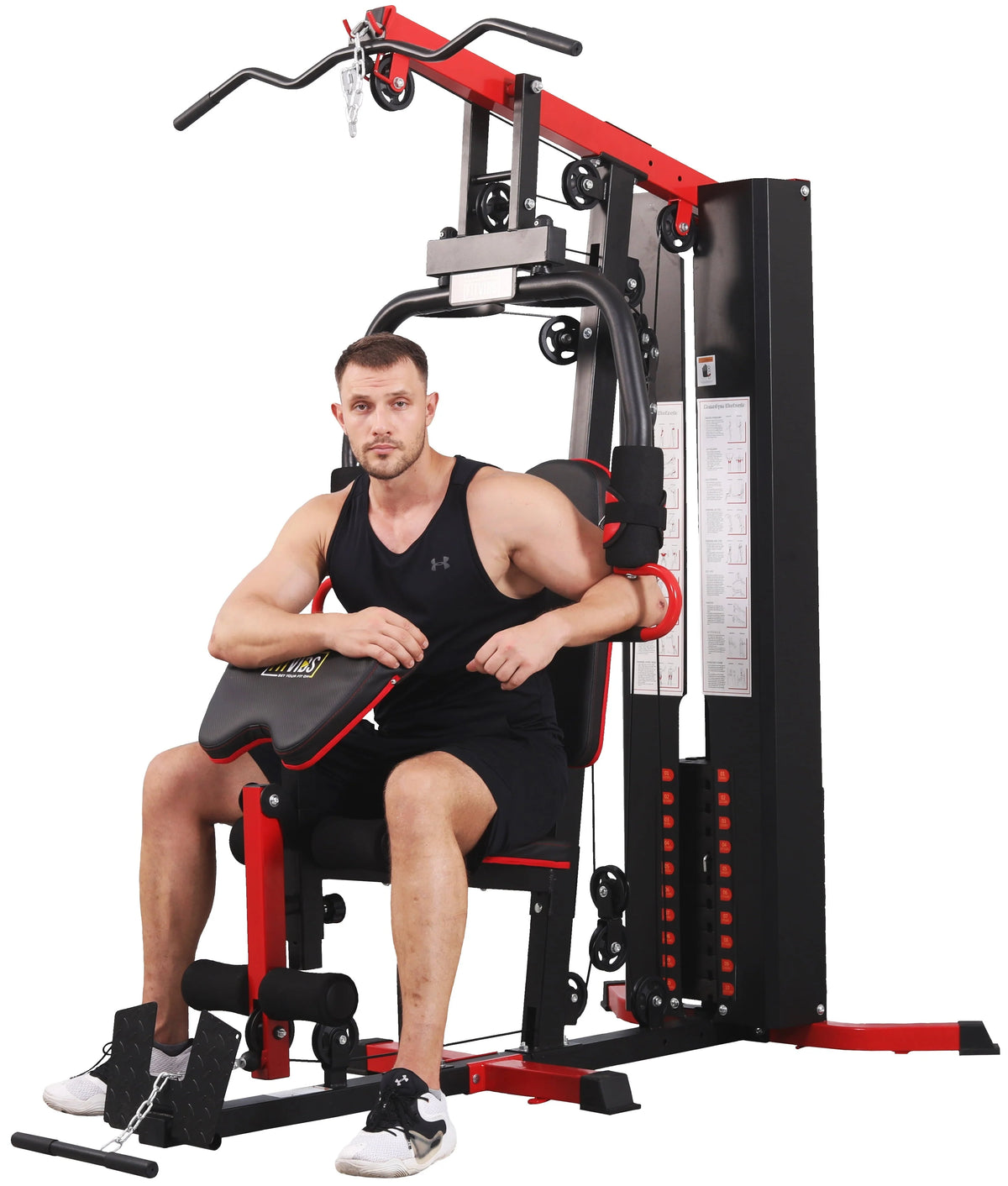 Fitvids LX750 Home Gym System Workout Station with 330 lb of Resistance, 122.5 lb Weight Stack, One Station, Comes with Installation Instruction Video, Ships in 5 Boxes