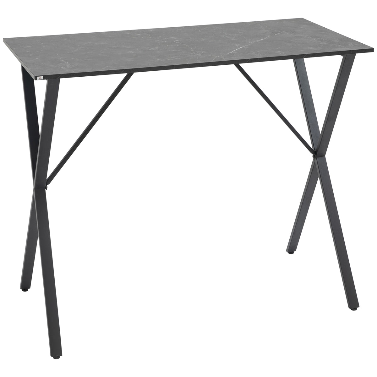 HOMCOM Bartresen Hocher Industriestil Marmoreffekt, Holz und Stahl 120x60x102 cm, Schwarz