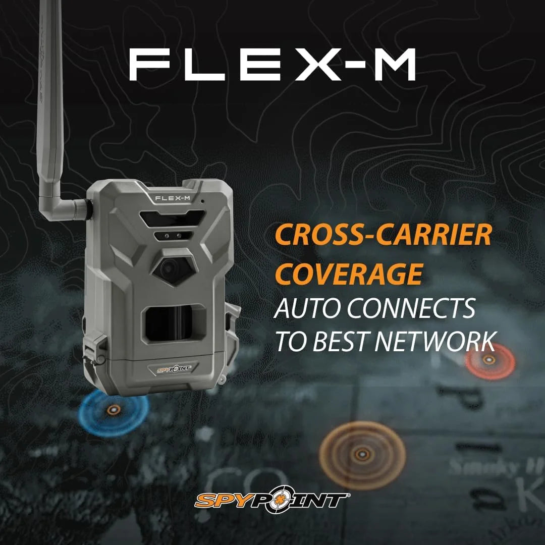 SPYPOINT Flex - M Twin Pack Cellular Trail Camera - Hunting Trail Monitor with GPS, Night Vision, Dual - Sim LTE, IP65 Water - Resistant