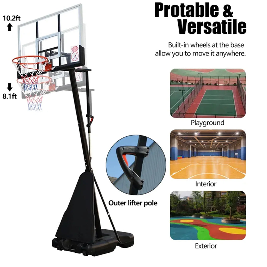 SUGIFT 54in Portable Basketball Hoop with Polycarbonate Backboard