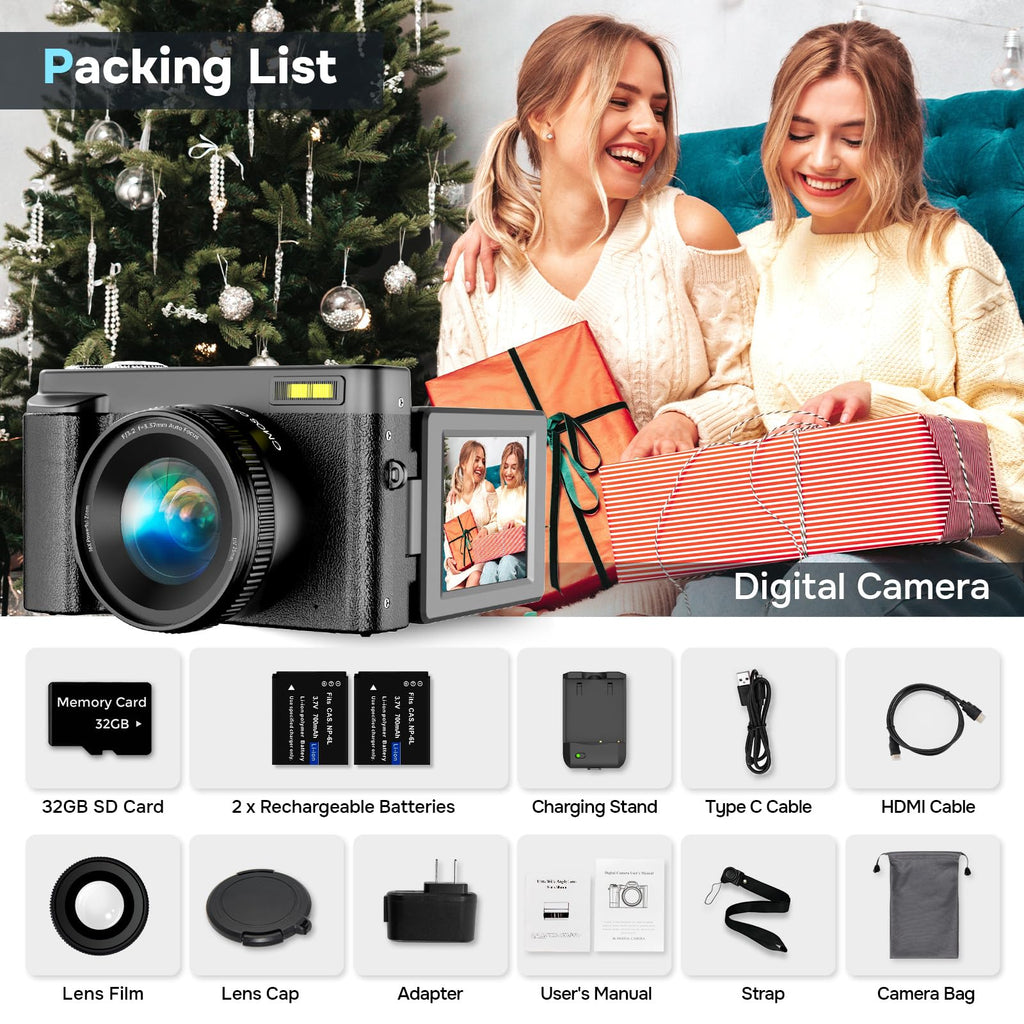 Duluvulu 4K Digital Camera for Photography Autofocus