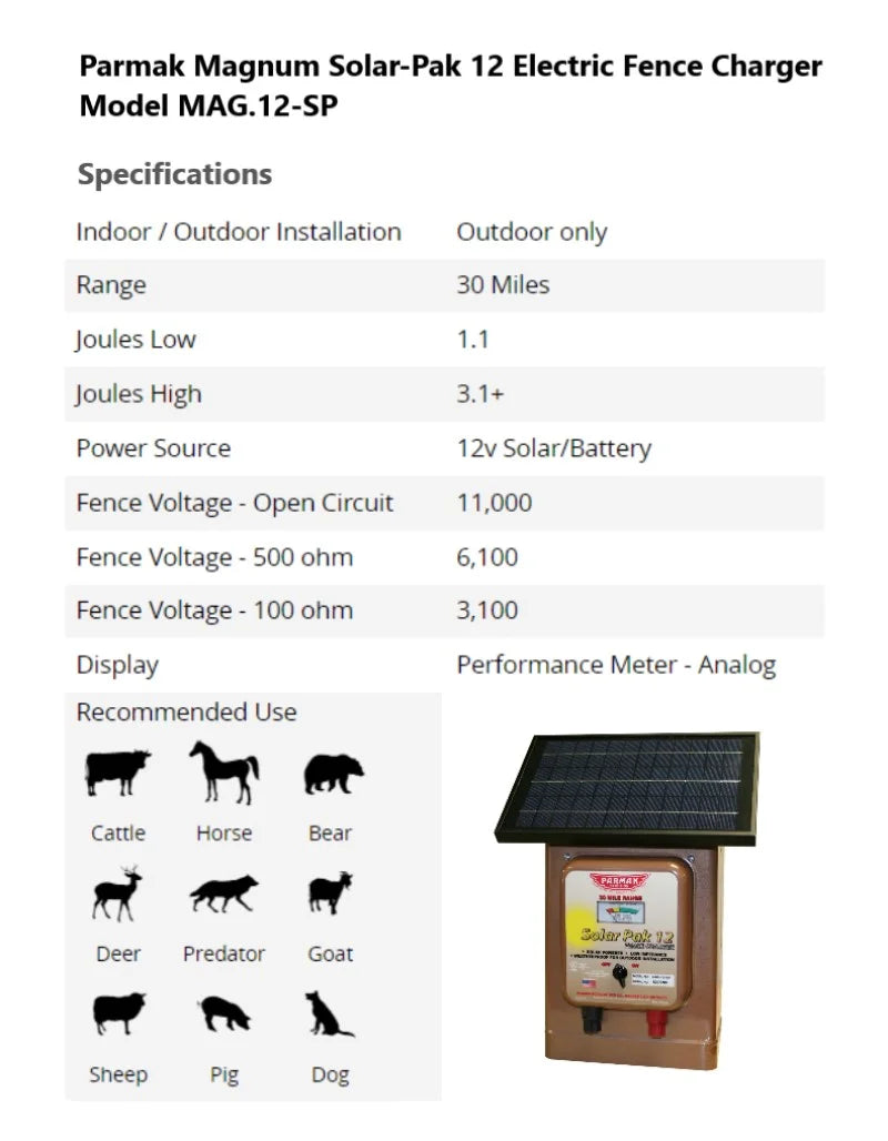 Parmak Precision MAG12SP 12 Volt Magnum Solar Fencer