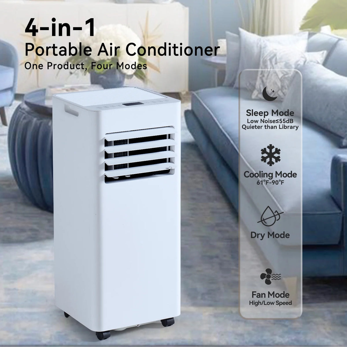 Bapipro 10, 000 BTU Smart Portable AC - WiFi/Remote, 4 - in - 1 for 300 Sq.ft, 24H Timer, Window Kit, 55db, ETL Certified