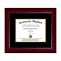 Single Diploma Frame with Double Matting for 14" x 11" Tall Diploma with Mahogany 1 5/8" Frame