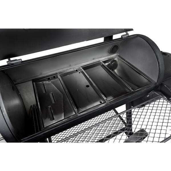 Highland Reverse Flow Offset Charcoal Smoker and Grill in Black with 900 Sq. In. Cooking Space