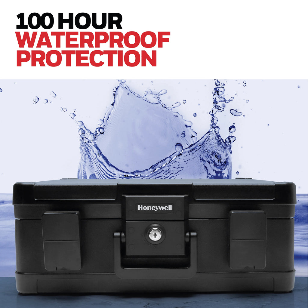 Honeywell Premium Waterproof Fire Resistant Chest Safe, Key Lock, Large 0.39 cu ft, Black