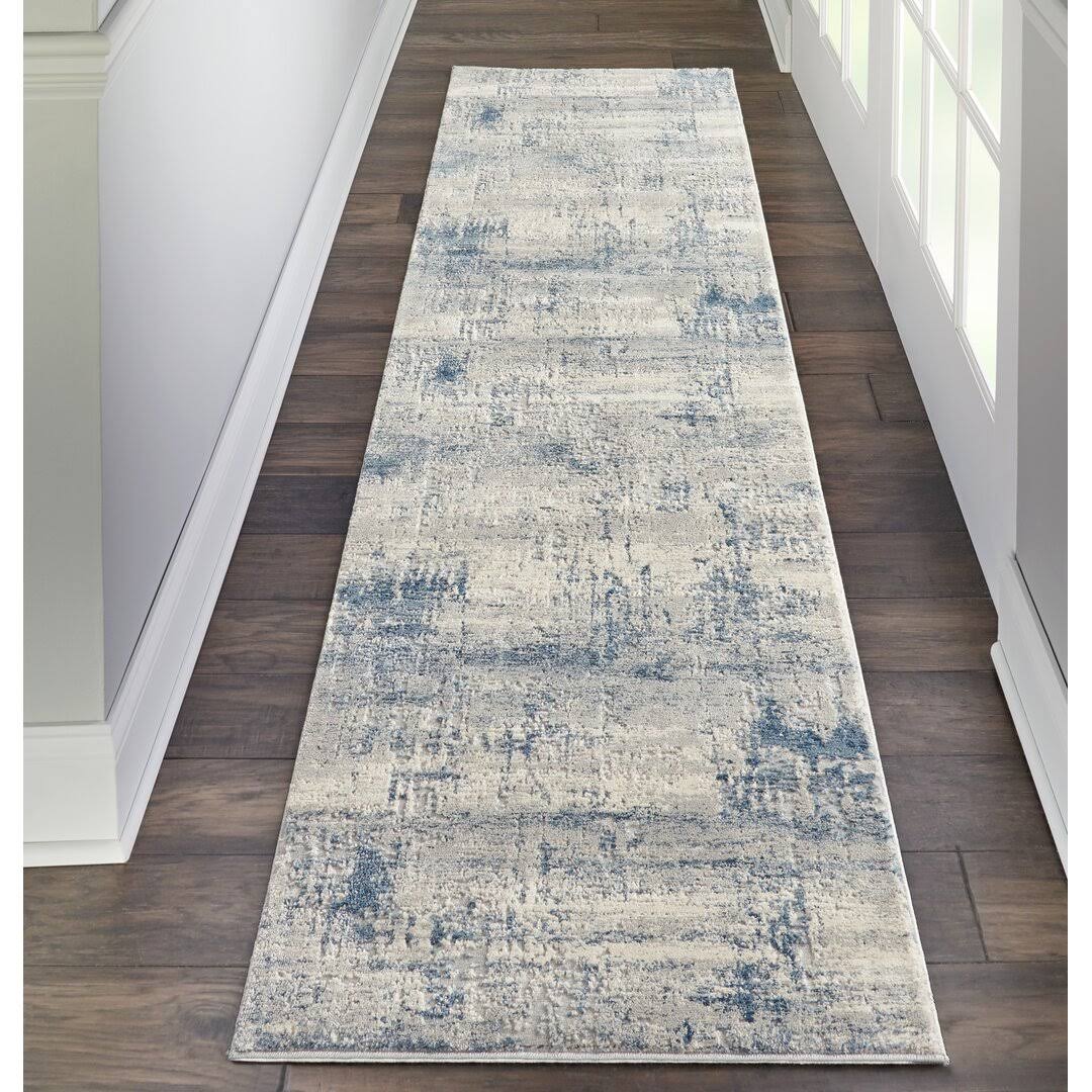 Lola Abstract Gray/Blue/Ivory Indoor Area Rug Mercury Row Rug Size: Runner 2'2" x 7'6"
