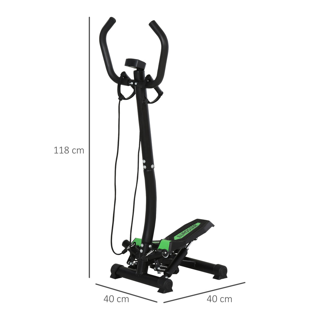 HOMCOM Stepper Sidestepper mit Haltegriff Trainingsbänder Heimtrainer LCD Display Stahl