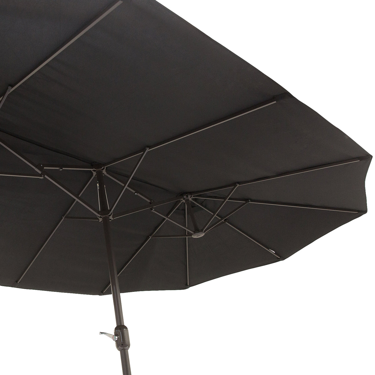 Outsunny Doppelsonnenschirm 455 x 270 cm Gartenschirm mit Handkurbel oval stabil Metallstange Marktschirm Doppelsonnenschirm Terrassenschirm Sonnenschutz für Strand Balkon Terrasse Garten Schwarz