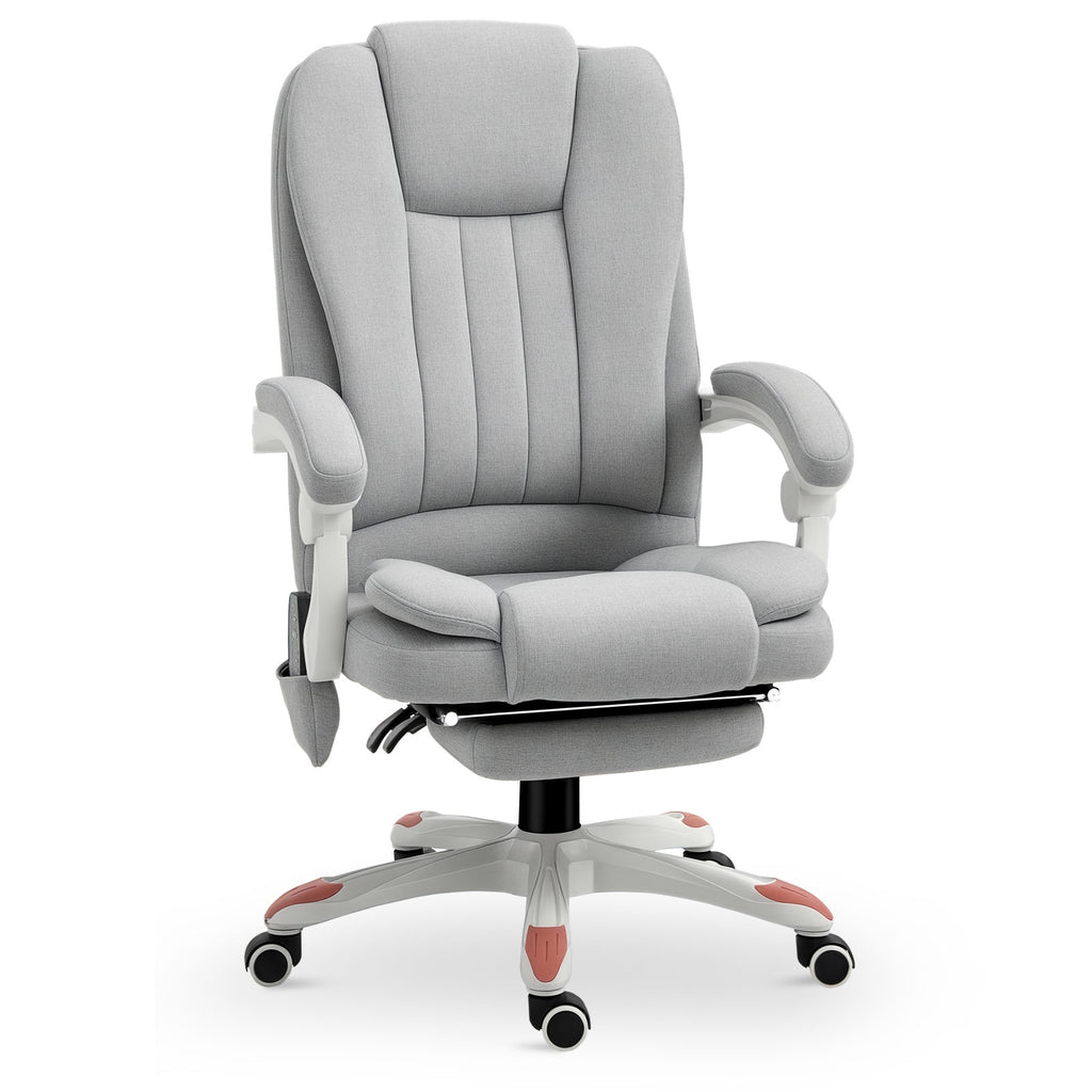 Vinsetto Massage Sessel, Bürostuhl, Gaming Stuhl, Polyester, Schaumstoff, Nylon, Grau, 66 x 63 x 107-115 cm