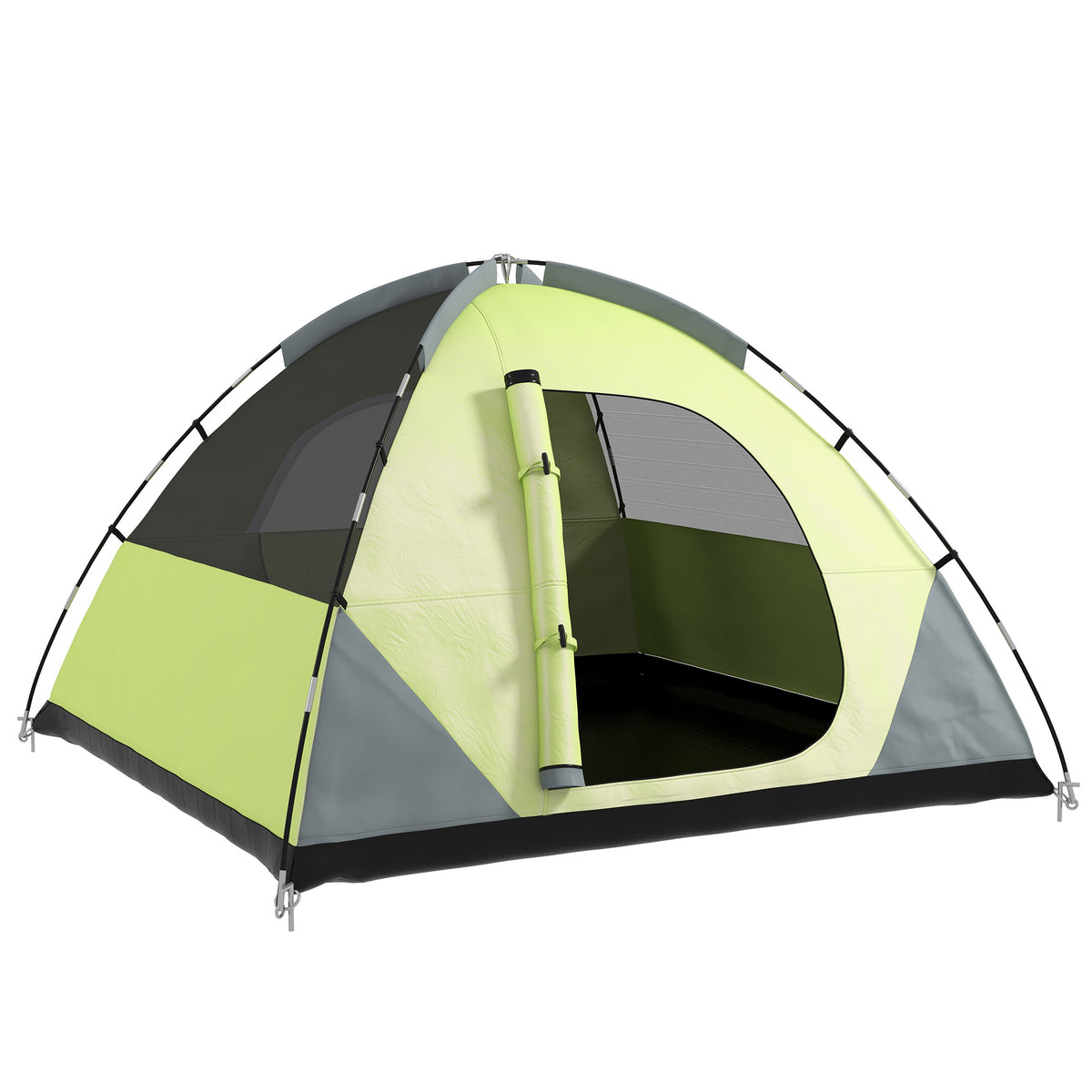 Outsunny Campingzelt 3 Personen Kuppelzelt, Wasserdicht und UV-Schutz, 300x300x180 cm, Gelb und Grau