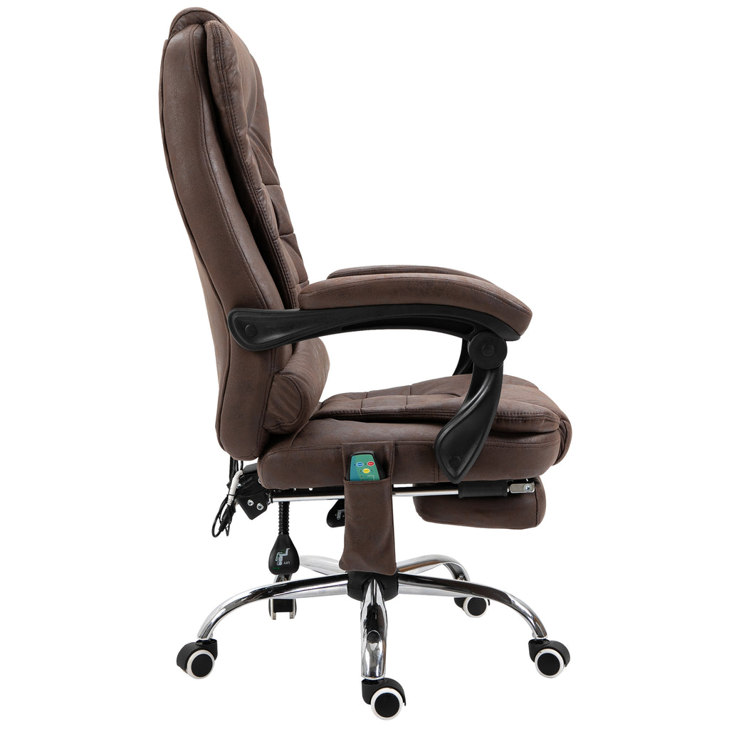 Vinsetto Massage-Bürostuhl, Liege- & Wärmefunktion, drehbar, ergonomisch, bis 120 kg, Braun