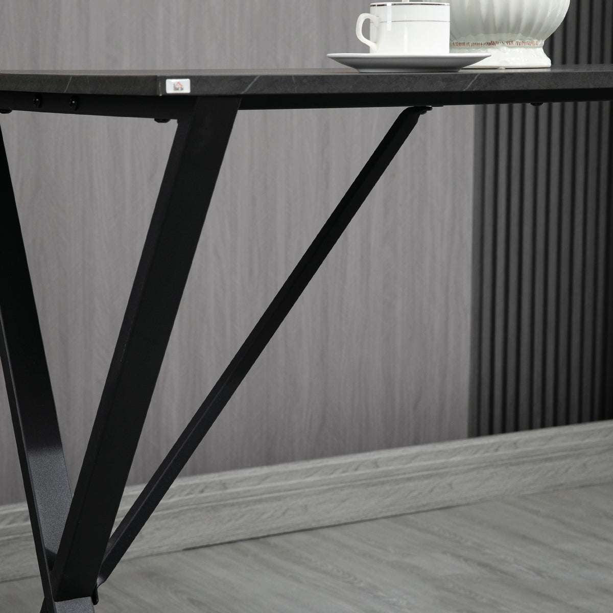HOMCOM Bartresen Hocher Industriestil Marmoreffekt, Holz und Stahl 120x60x102 cm, Schwarz