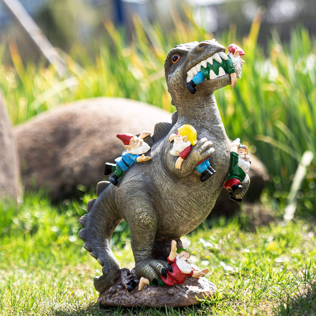 Sowsun Garden Gnome Statues Outdoor Decor, 14 Dinosaur Art Outdoor for Fall Winter Garden Decor, Patio, Lawn, Yard Decoration, Housewarming Gift