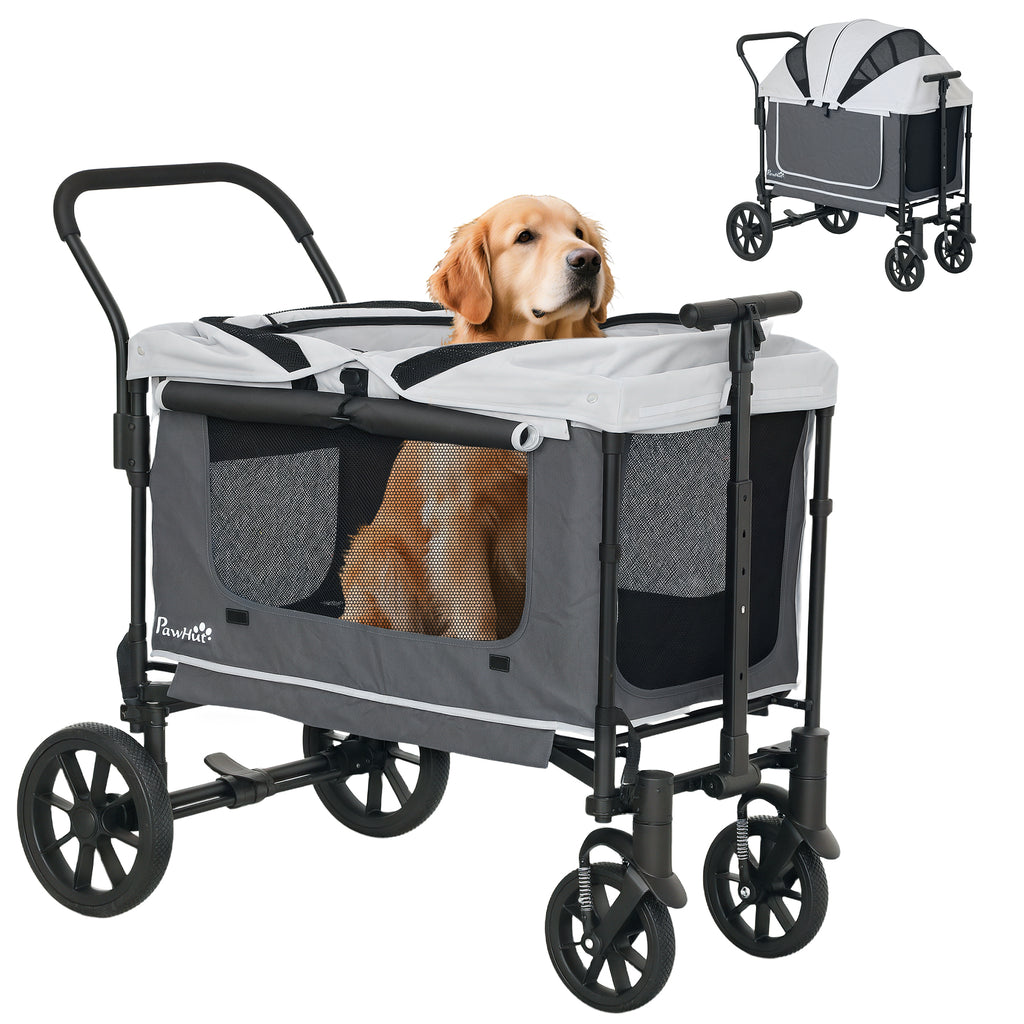 PawHut Hundewagen Hundebuggy klappbar für Hunde & Katzen bis 30 kg 110 x 65 x 102 cm Dunkelgrau