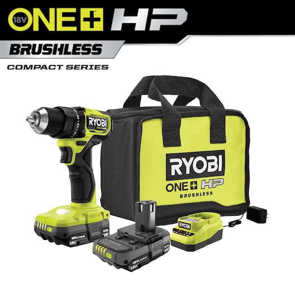 ONE+ HP 18V Brushless Cordless Compact 1/2 In. Drill/Driver Kit with (2) 1.5 Ah Batteries, Charger and Bag