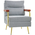 HOMCOM Sessel im Retrodesign, Akzentsessel, Hahnentrittmuster, Holzemelente, Federkern, Schwarz + Weiß