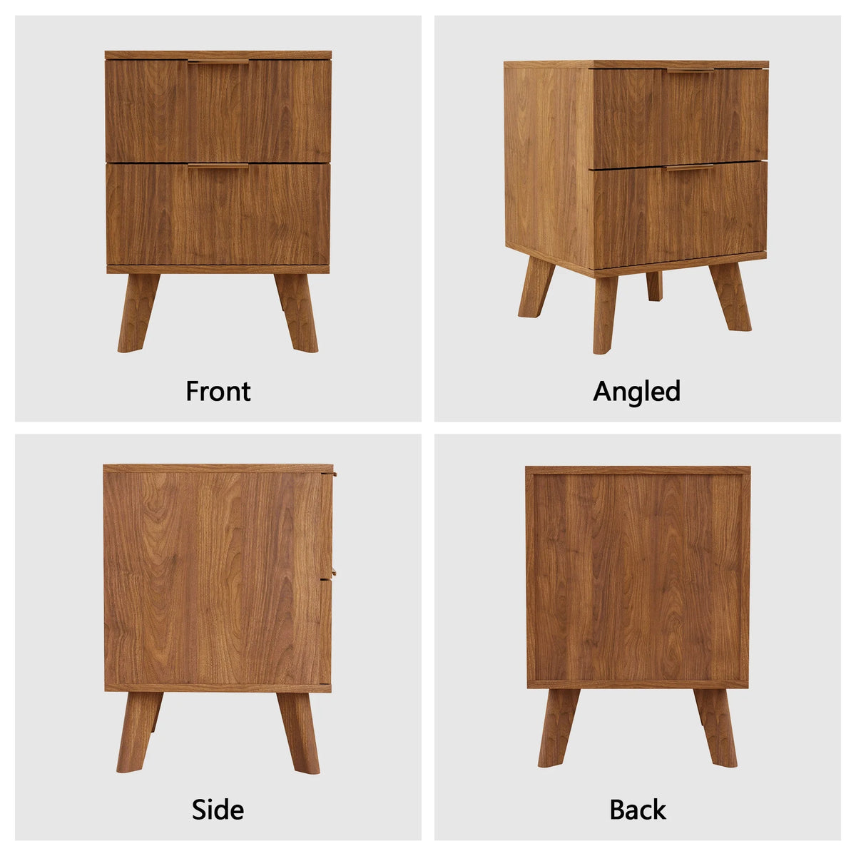 YOCWO Fluted Nightstand for Bedroom Set of 2, Wood Bedside Table Set of 2 with Drawers, Black