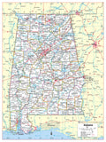 Cool Owl Maps Alabama State Wall Map Poster Rolled (Laminated 24"x32")