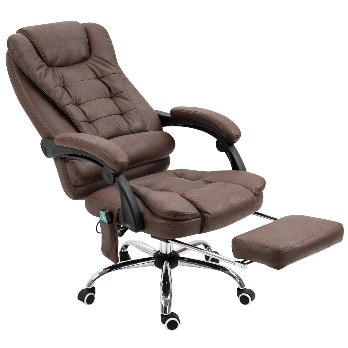 Vinsetto Massage-Bürostuhl, Liege- & Wärmefunktion, drehbar, ergonomisch, bis 120 kg, Braun