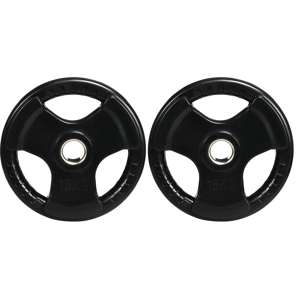 SPORTNOW Hantelscheibe, 2er-Set, 15 kg pro Scheibe, drei Griffe, bodenschonender Gummimantel, Metall