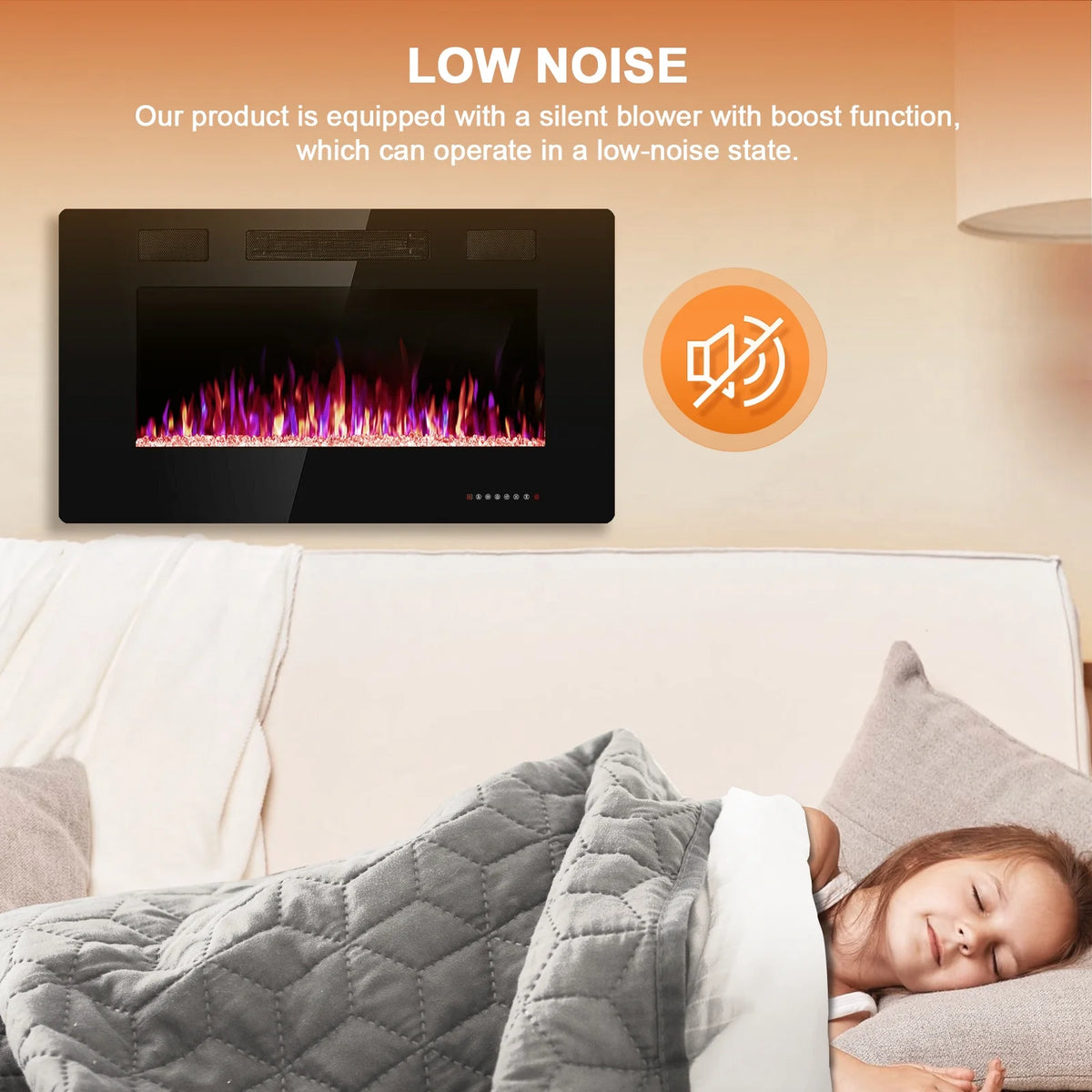 KISSAIR 60 Indoor Electric Fireplace Ultra Thin Fireplace, Wall Mounted Recessed Fireplace with Multiple Colors
