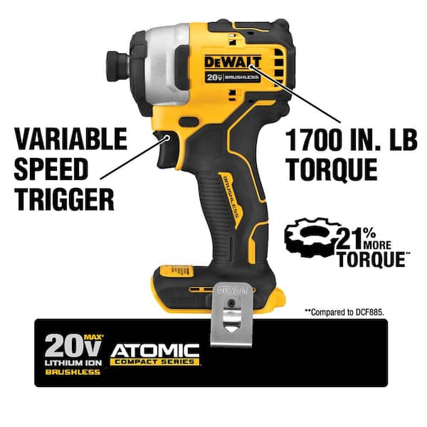 ATOMIC 20V MAX Cordless Brushless Compact 1/4 in. Impact Driver. (2) 20V 1.3Ah Batteries. Charger. and Bag