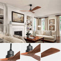 52" and 60" Noiseless Walnut Wood Ceiling Fan with Remote Control,Light Integrated Optional - 52 inch - 52" Ceiling Fan Without Light
