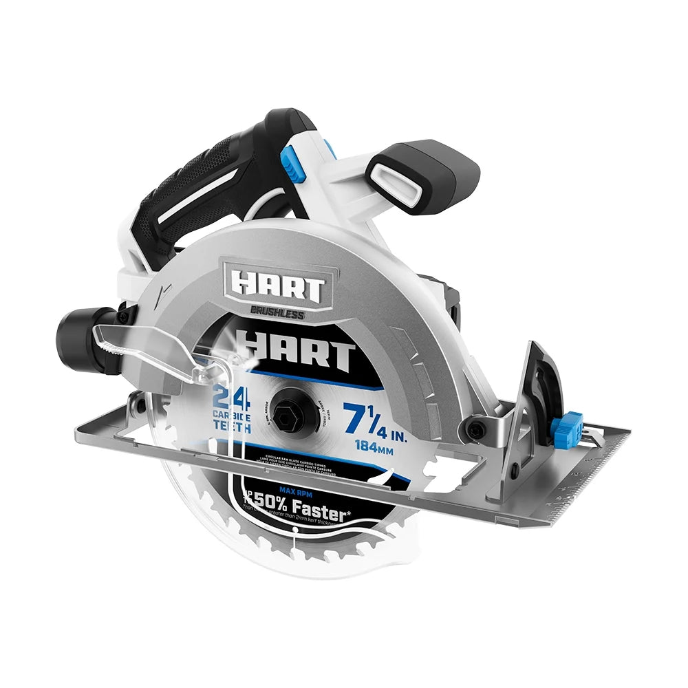 HART 20 - Volt Brushless 7 - 1/4 in Circular Saw with 4ah Battery and Charger Starter Kit Bundle