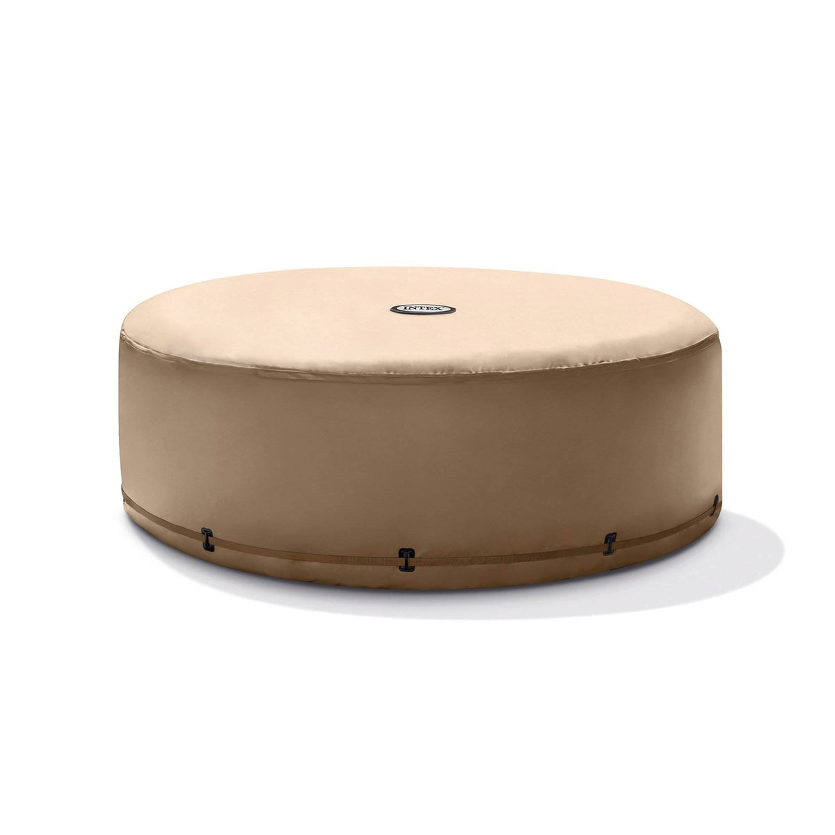 Intex Energy Efficient Cover for 4-Person Round Portable Inflatable Hot Tub Spa, Beige
