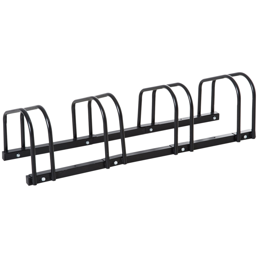 HOMCOM Fahrradständer für 4 Fahrräder, wetterfest, Wand- oder Bodenmontage, Stahl 110 x 33 x 27 cm