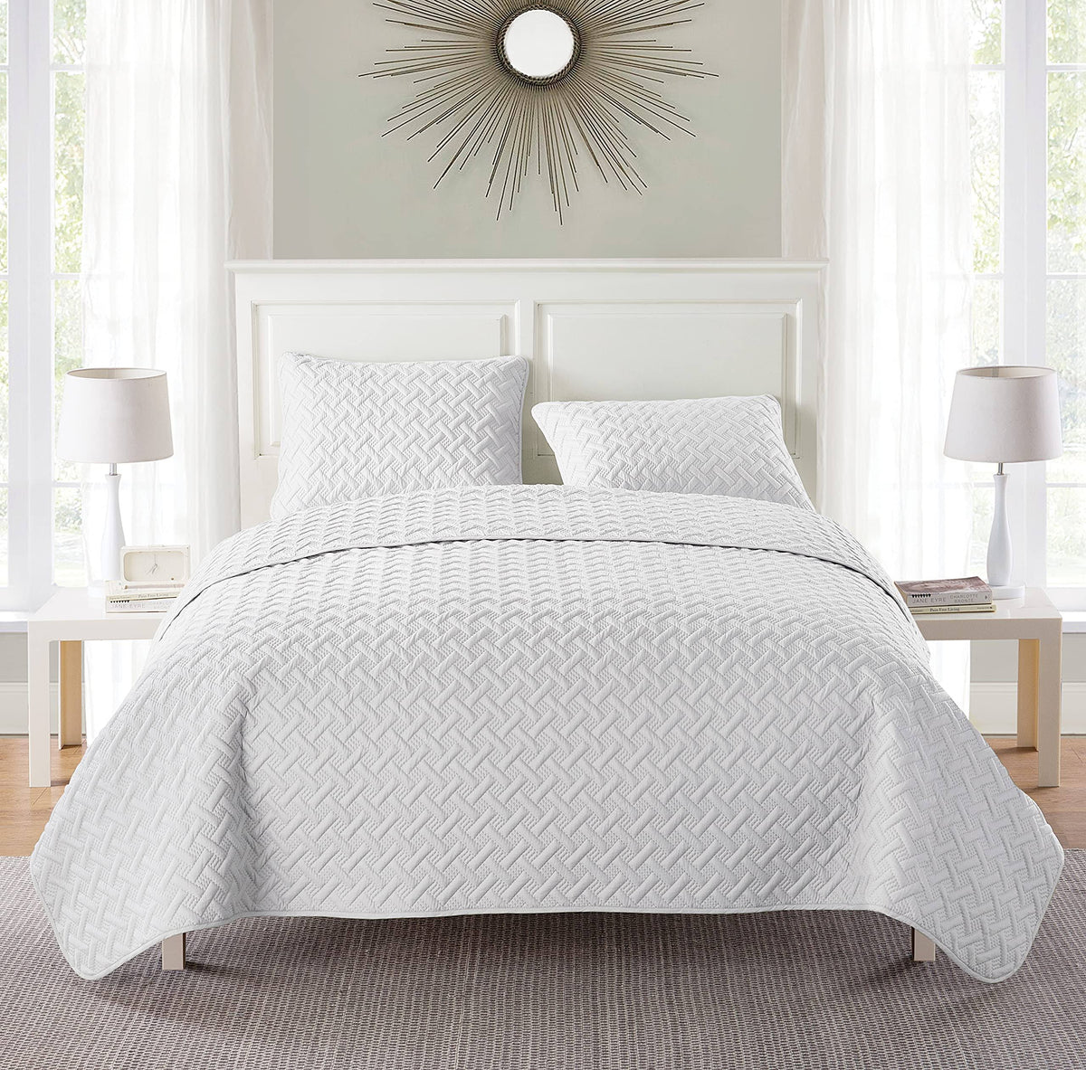 VCNY Nina Embossed Quilt Set White King 3 Piece