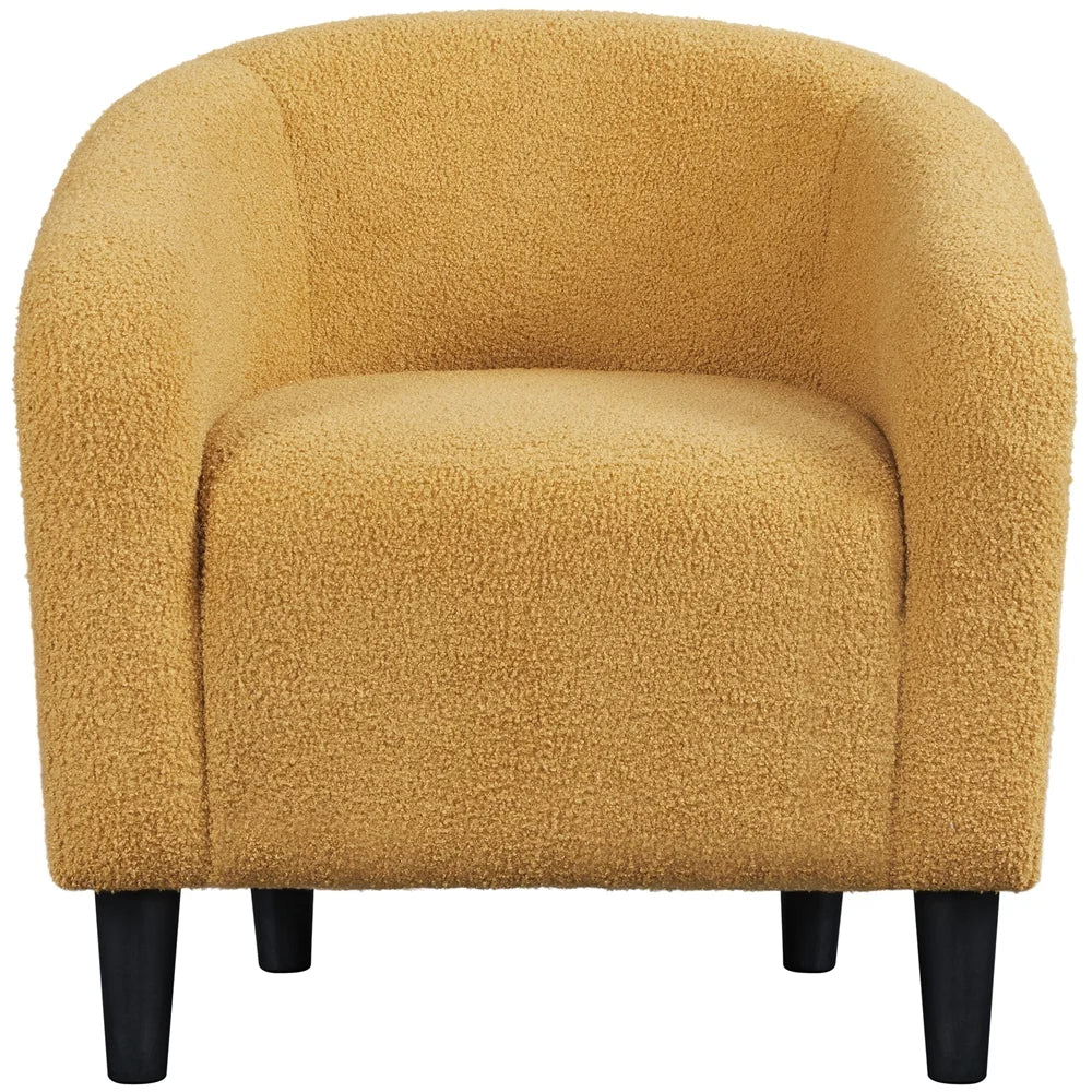 Yaheetech Upholstered Club Chair Accent Barrel Chair, Ivory