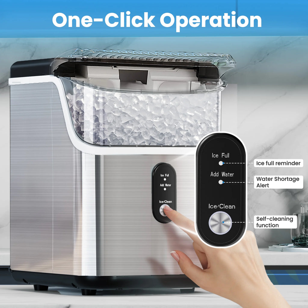 Auseo Nugget Ice Maker Countertop, Pebble Ice Maker Machine with 35 lb/24H Soft Ice, Self - Cleaning, for Home/Kitchen/Office (Black)