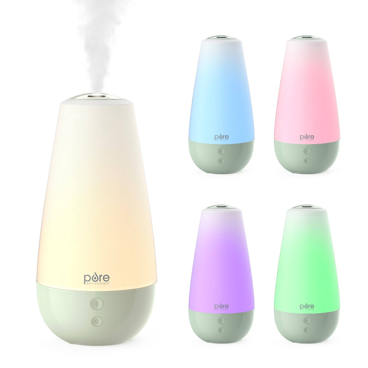 Pure Enrichment Purebaby 3-in-1 Whisper-Quiet Humidifier, Color-Changing Night Light, & Essential Oil Diffuser, Green