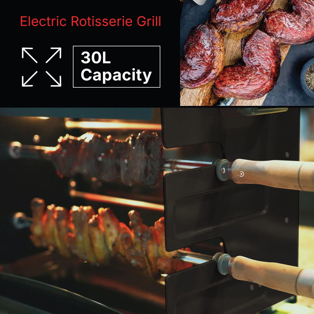 Brazilian Flame 2 - Skewer Brazilian Rotisserie Electric Grill in Red