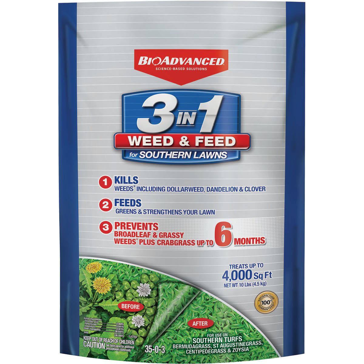 BioAdvanced 10 lbs. 3-in-1 Weed and Feed for Southern Lawns