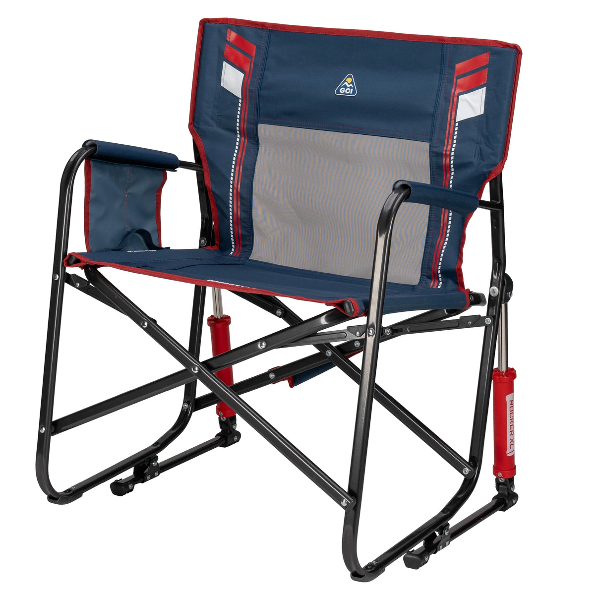 GCI Outdoor Freestyle Rocker XL Oversized Foldable Rocking Camp Chair, Pewter