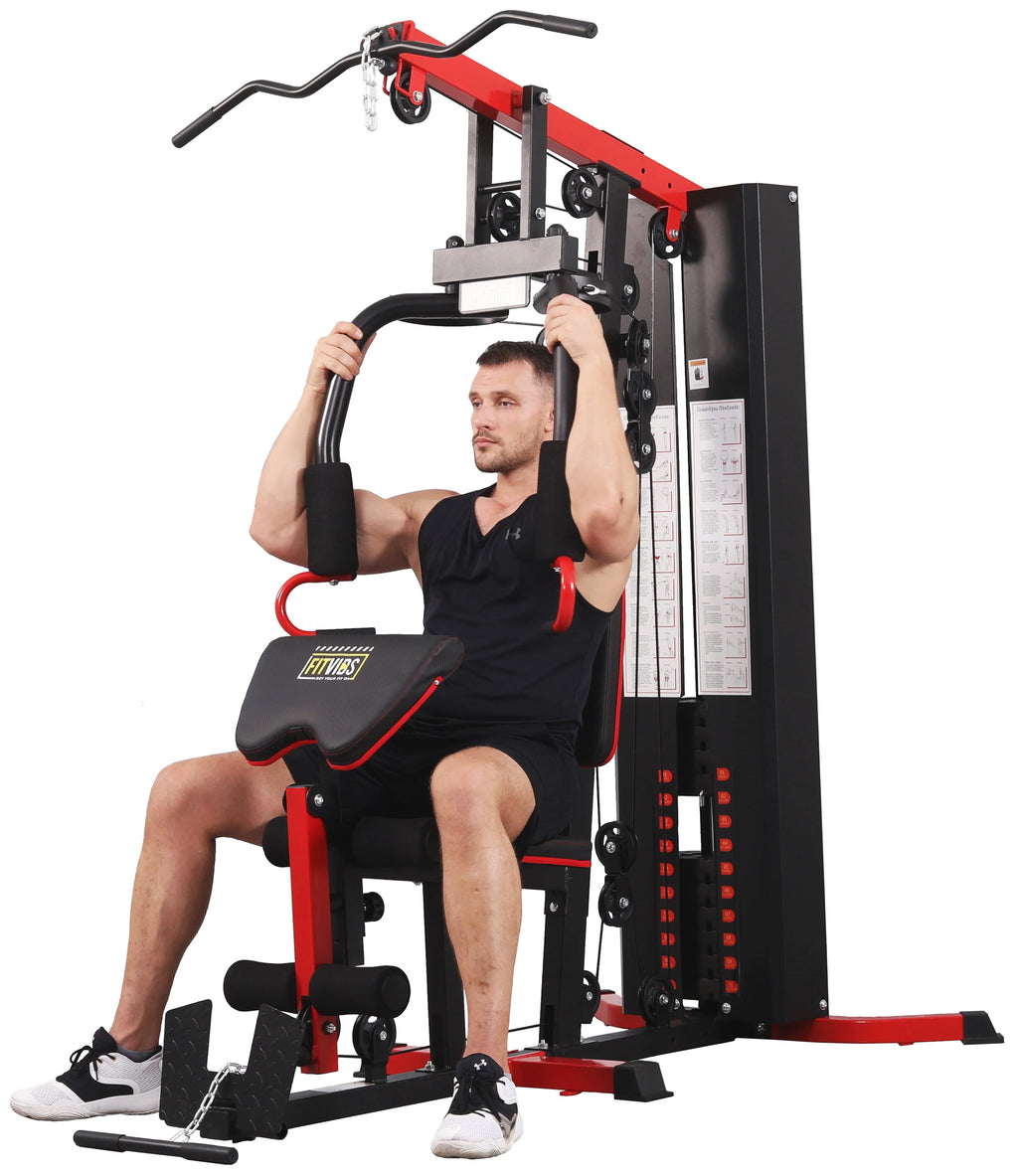 Fitvids LX750 Home Gym System Workout Station with 330 lb of Resistance, 122.5 lb Weight Stack, One Station, Comes with Installation Instruction Video, Ships in 5 Boxes
