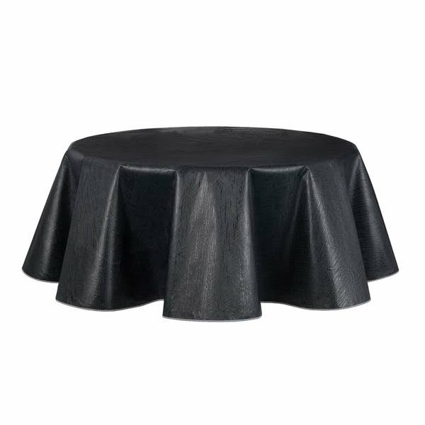 Mainstays 70" Round Grey Herringbone Peva Tablecloth