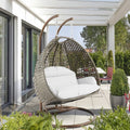 LeisureMod Hanging 2 Person Egg Swing Cushion White