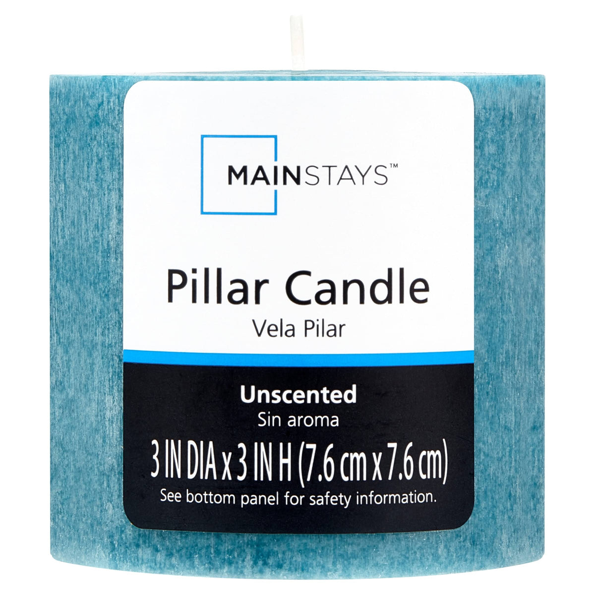 Mainstays Unscented Decorative Mottled Pillar Candles, 3inch Wide by 3inch Tall, Teal Mottled Color